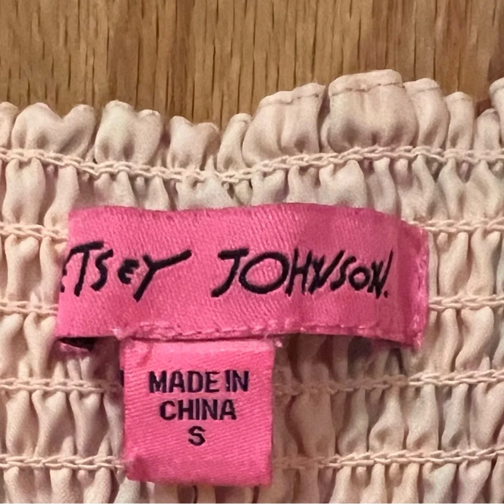 Betsey Johnson Strawberry Fields Smocked Challis Puff Sleeve Milkmaid Maxi Dress